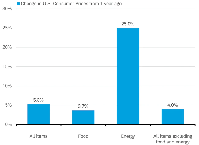 Chart showing changes in consumer price index
