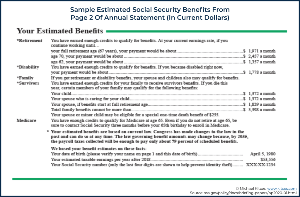 Sample of Page 2 of the Social Security statement