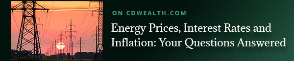 Promo for article about energy prices, interest rates and inflation
