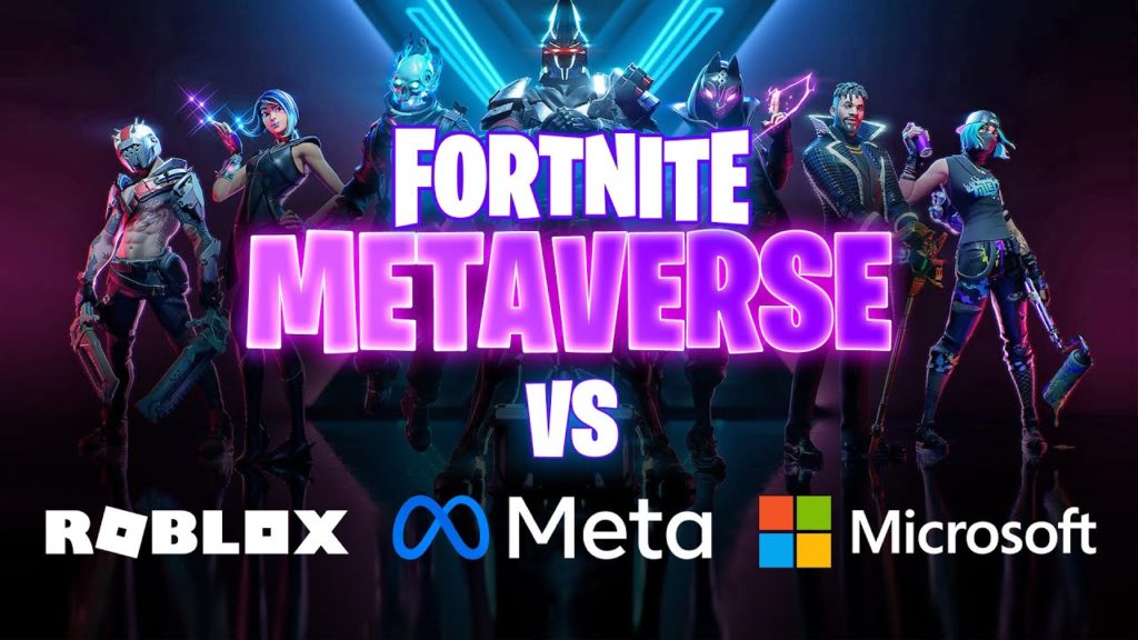 A promo featuring Fortnite Metaverse vs Roblox, Meta and Microsoft