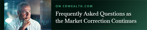Promo for an article titled Frequently Asked Questions as the Market Correction Continues