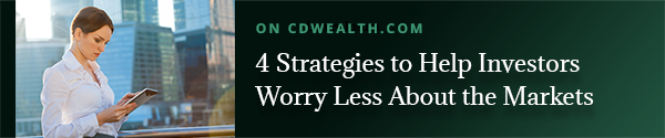 Promo for an article titled 4 Strategies to Help Investors Worry Less About the Markets