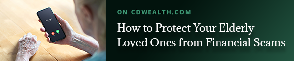Promo for an article titled How to Protect Your Elderly Loved Ones from Financial Scams