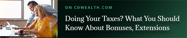Promo for an article titled Doing Your Taxes? What You Should Know About Bonuses, Extensions