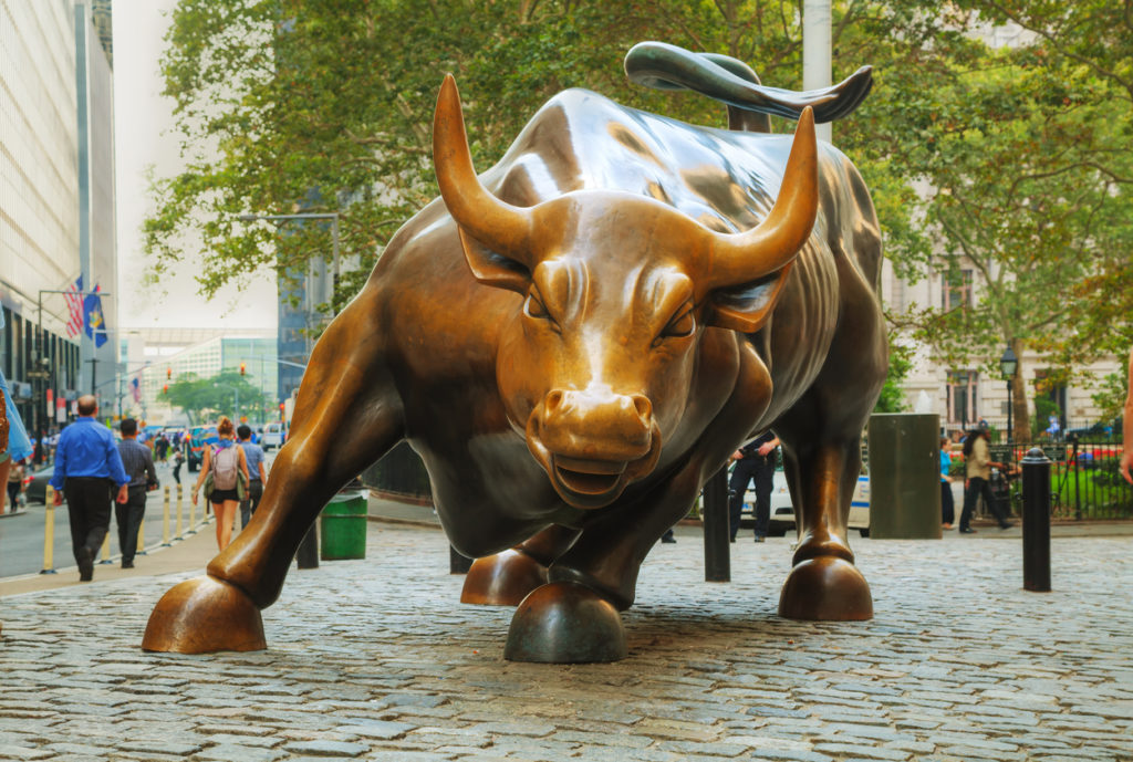 Charging Bull sculpture in New York City.