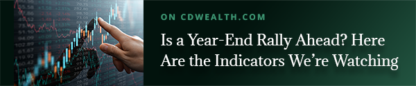 Promo for an article titled Is a Year-End Rally Ahead? Here Are the Indicators We're Watching.

