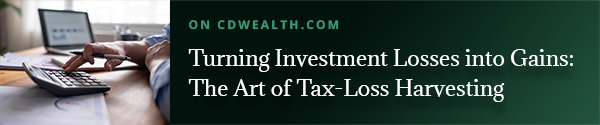 Promo for an article titled Turning Investment Losses into Gains: The Art of Tax-Loss Harvesting.