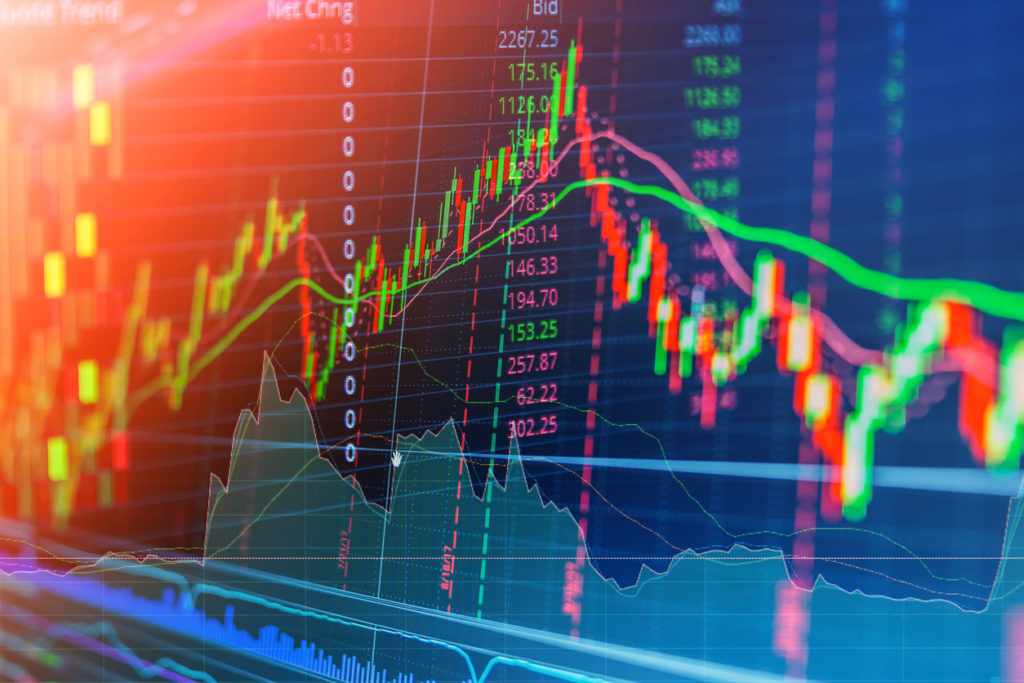 financial stock market graph chart of stock market investment trading screen.