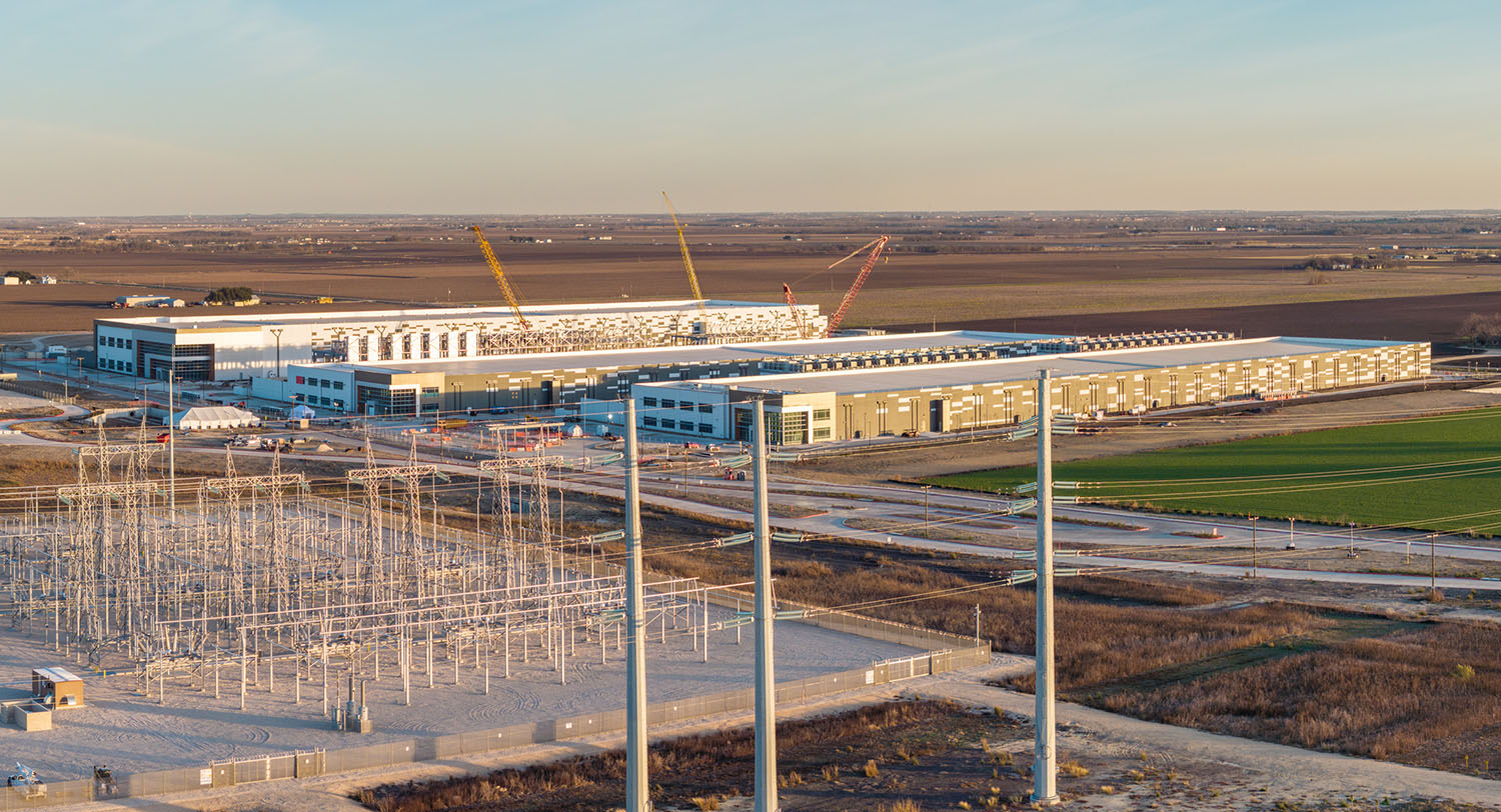 A power plant adjacent to a data center north of Austin.